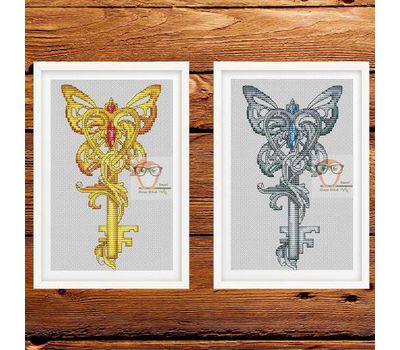 Butterfly Key Fantasy Cross stitch pattern}