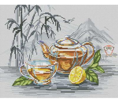 Chinese cross stitch pattern Green Tea Time}