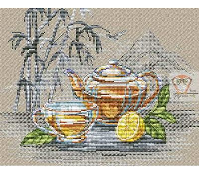 Chinese cross stitch pattern Green Tea Time}