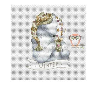 Christmas Cross stitch pattern White Bear}