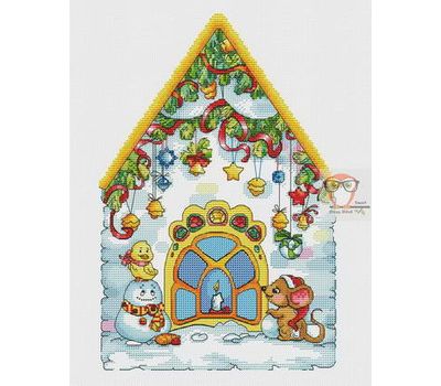 Christmas cross stitch pattern House with Mouse}