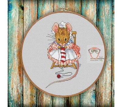Cute Cross stitch pattern Mouse the Knitter}