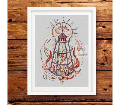 Fantasy Cross stitch pattern Lighthouse Lantern}