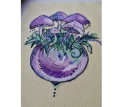 Fantasy cross stitch pattern Mushrooms in the vase}