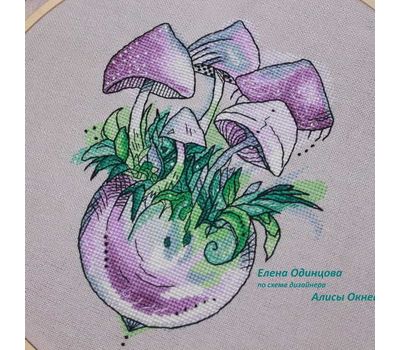 Fantasy cross stitch pattern Mushrooms in the vase}