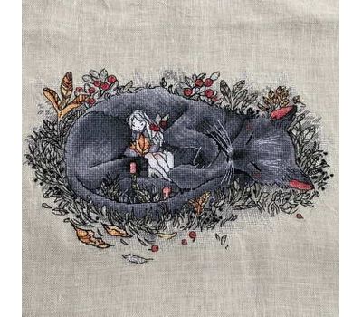 Fantasy cross stitch pattern Sleeping Cat}