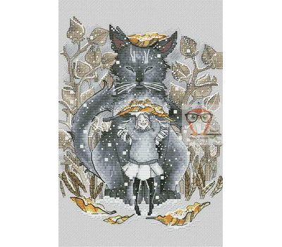 Fantasy cross stitch pattern Winter Cat}
