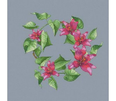Floral Cross stitch pattern Lilies Wreath}