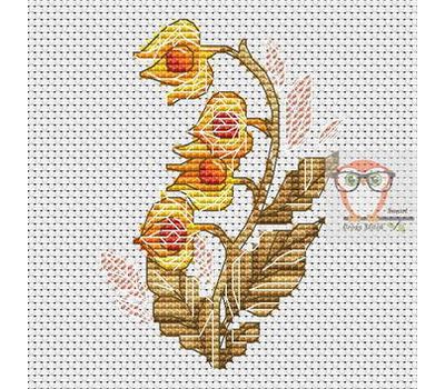 Floral Cross stitch pattern Physalis}