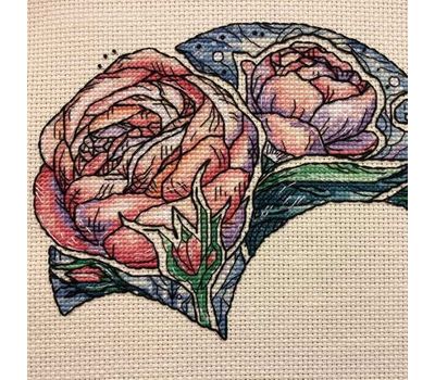Floral cross stitch pattern Peony}