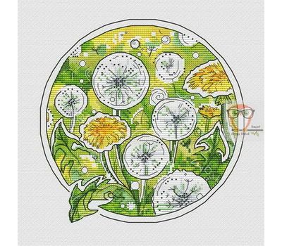 Floral round cross stitch pattern Dandelions}