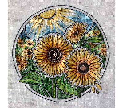 Floral round cross stitch pattern Sunflowers}