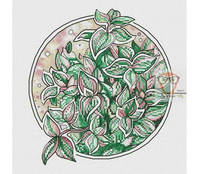 Floral round cross stitch pattern Tradescantia}
