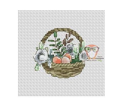 Flower Cross stitch pattern Spring Basket}