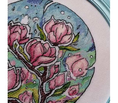 Flower round cross stitch pattern Magnolia}