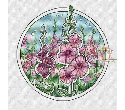 Flower round cross stitch pattern Mallow}