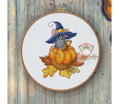 Funny cross stitch pattern Halloween Mouse}