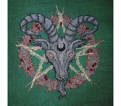 Gothic cross stitch pattern Ram Pentagram}