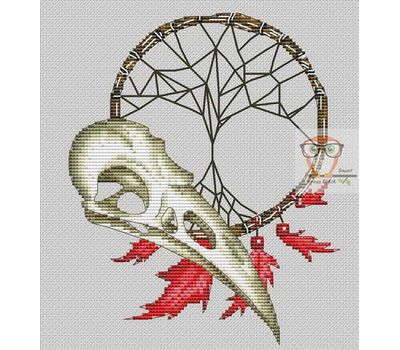 Gothic cross stitch pattern Skull Dream Catcher}