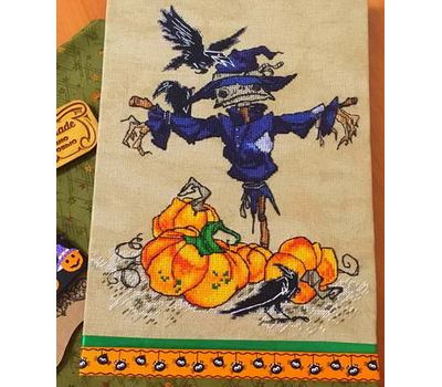 Halloween Cross stitch pattern Scarecrow with Pumpkins}