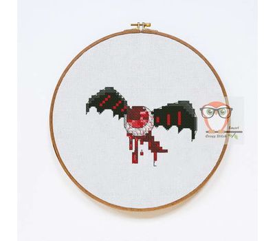 Halloween cross stitch pattern Flying Eye}