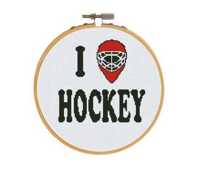I love hockey cross stitch pattern embroidery pdf