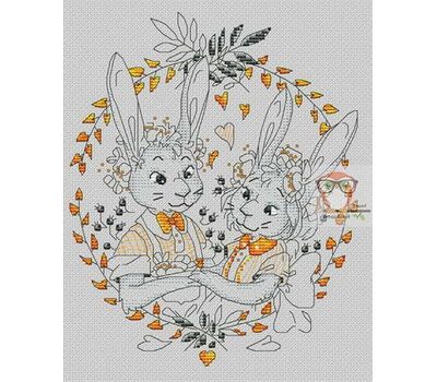 Love Cross stitch pattern Bunnies Couple}