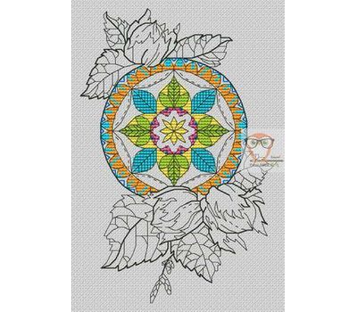 Mandala cross stitch pattern Floral Hazelnuts}