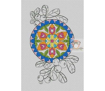 Mandala cross stitch pattern Floral Lingonberry}