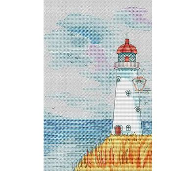 Marine Cross stitch pattern Lighthouse}