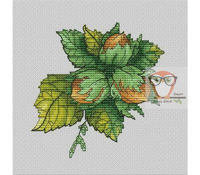 Nature Cross stitch pattern Hazelnuts}