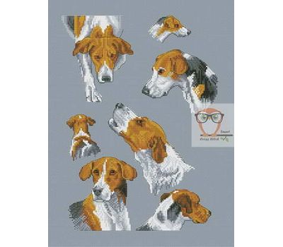 {[en]:Setter dogs cross stitch pattern Sampler