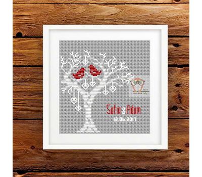 Wedding cross stitch pattern Tree of Love sampler