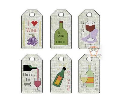 Wine Gift Tags label cross stitch chart