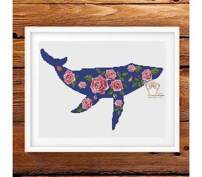 Flower Roses Whale cross stitch pattern