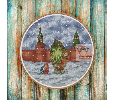 Funny cross stitch pattern Cthulhu at the Red Square}
