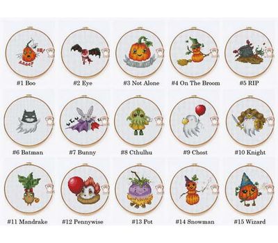 Halloween cross stitch pattern Funny set of 15 designs}