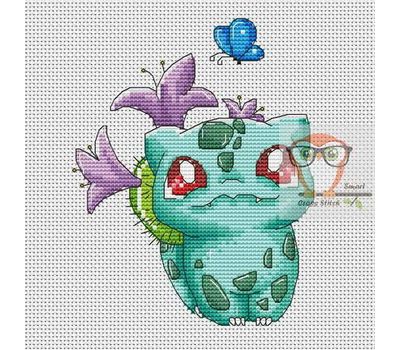 Pokemon Cross stitch pattern Bulbasaur Lilac}