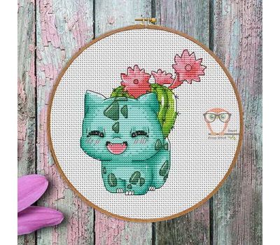 Pokemon Cross stitch pattern Bulbasaur & Red Cactus}