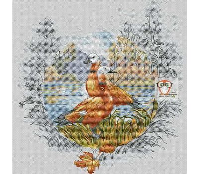 Retro cross stitch pattern Autumn Ducks}