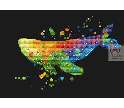 Sea Cross stitch pattern Rainbow Whale}