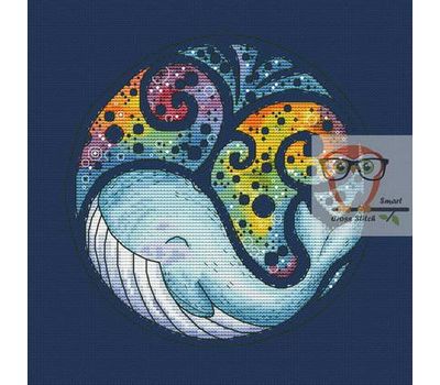 Sea cross stitch pattern Happy Whale}