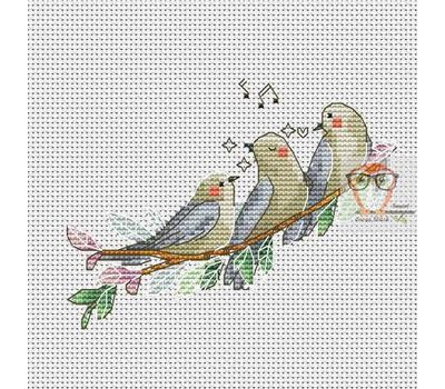 Spring Cross stitch pattern Bird Trio}
