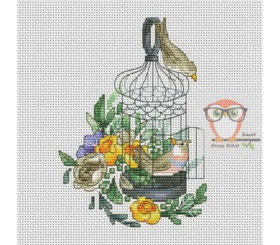 Spring Cross stitch pattern Vintage Birdcage}