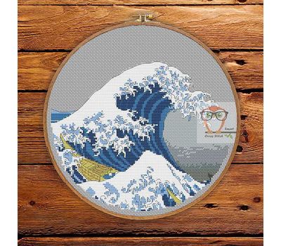 Great Wave Hokusai cross stitch pattern
