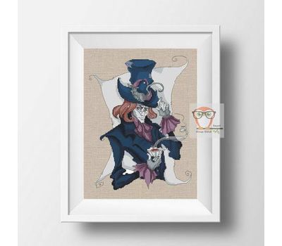The MAD HATTER cross stitch pattern from Alice in Wonderland}