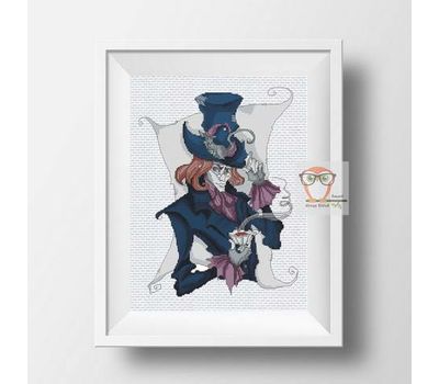The MAD HATTER cross stitch pattern from Alice in Wonderland}