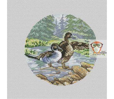Vintage cross stitch pattern Small Ducks}