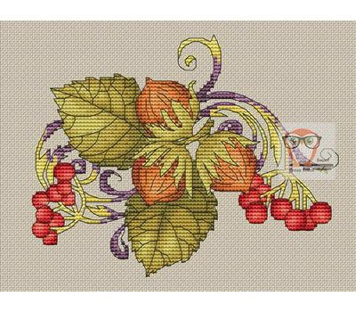 Vintage cross stitch pattern floral Three Nuts For Cinderella}