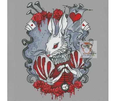 White Rabbit cross stitch pattern Alice in Wonderland pattern}